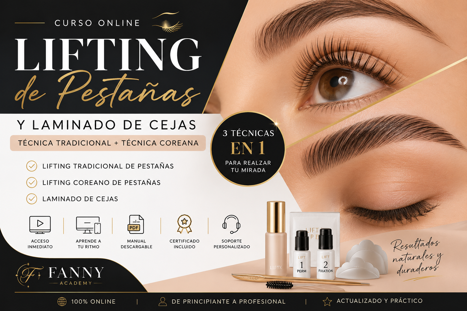Curso de Lifting coreano y laminado de cejas Online